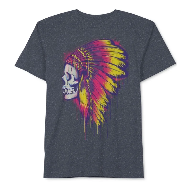 Men's antimicrobial t - shirts for odor - free freshness during travel Jem Mens Bright Skull Graphic T-Shirt, Blue, Large