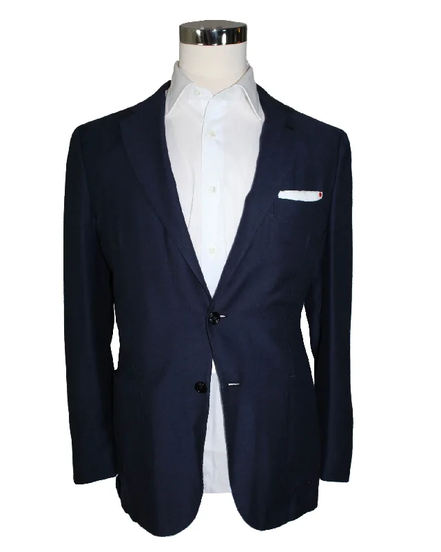  Kiton Sport Coat Navy Men Blazer EUR 52 - US 42 R Cashmere Cotton SALE