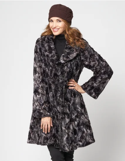 Men coats with a stand - up collar for a sleek and modern look LEOPARD SWING COAT