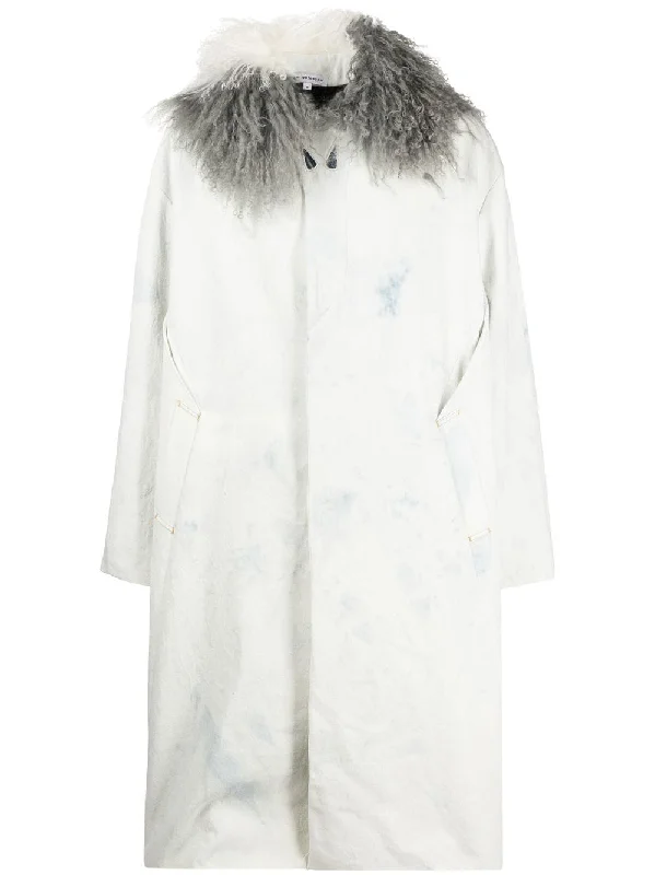 Long - line men coats reaching below the knee for maximum coverage Long Shearling-Collar Coat