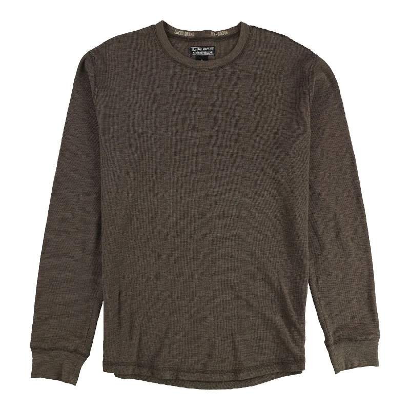 Men's mock - neck t - shirts with a modern and sleek style Lucky Brand Mens Waffle Basic T-Shirt, Brown, Medium