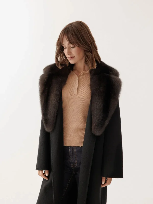 Men coats made of high - quality leather for a rugged and durable option Cashmere coat with sable classic collar