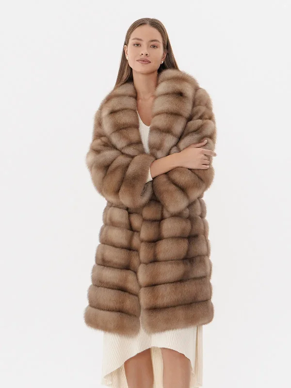 Men coats made from recycled materials for an eco - friendly choice Fur coat with marten with shawl collar