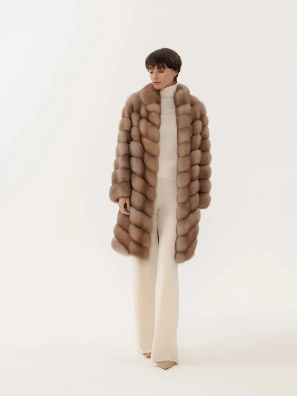 Lightweight men coats made of breathable fabric for spring and autumn Marderpelzmantel mit Stehkragen
