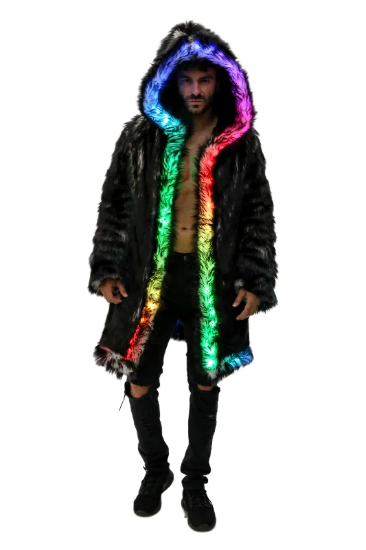 Men coats with a contrasting trim for a fashion - forward aesthetic Men’s LED C3 (Cool, Classic, Comfy) Coat "Just The Tip-Black"