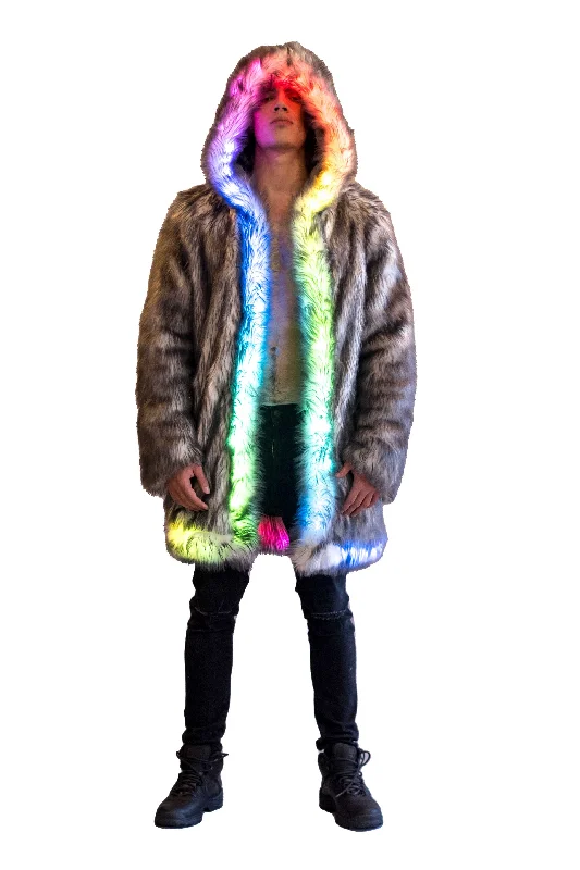 Men coats with a water - resistant finish for light rain and splashes Men’s LED C3 (Cool, Classic, Comfy) Coat "Just The Tip-Gray"