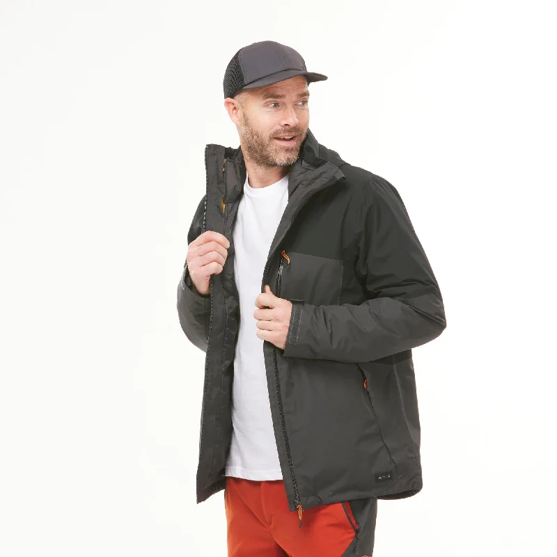 Embroidered men jackets with intricate floral designs for a unique aesthetic Forclaz Men's Travel 500 3-in-1 Waterproof Jacket