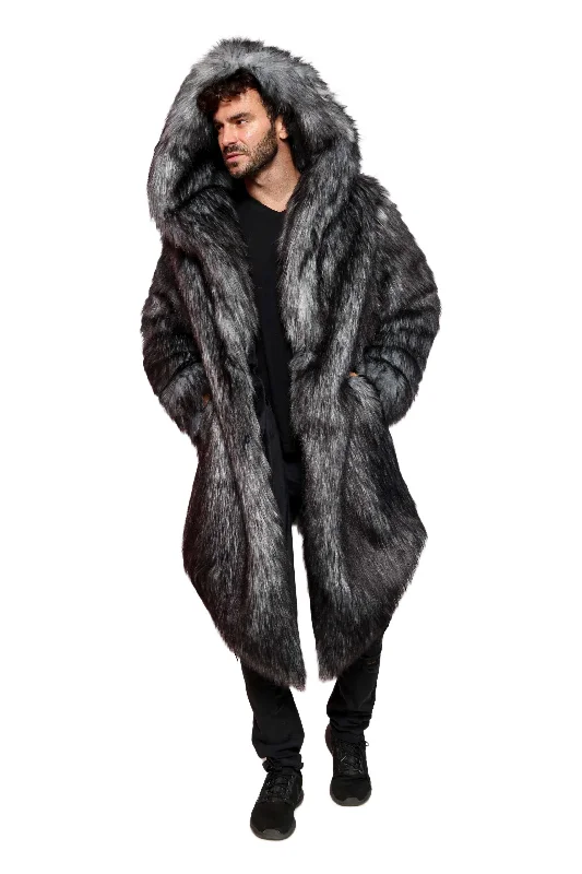 Men coats made of high - quality leather for a rugged and durable option Men's Desert Warrior Coat in "Gray Wolf"