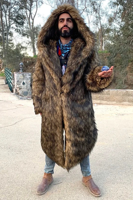 Men coats made from recycled materials for an eco - friendly choice Men's Desert Warrior Coat in "Mountian Coyote"