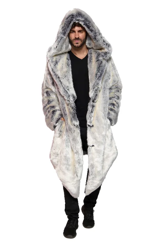 Men coats with a soft fleece interior for extra warmth and comfort Men's Desert Warrior Coat in "Pegasus" Chinchilla