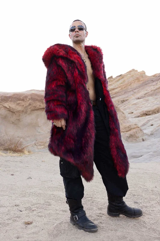 Men coats with a zip - out lining for easy cleaning and versatility Men's Desert Warrior Coat in "Red Wolf"