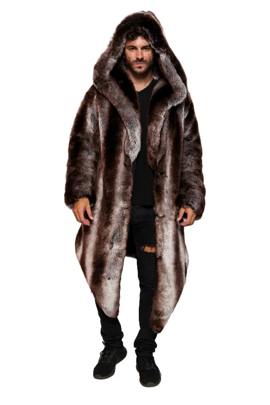 Men coats with multiple inner pockets for convenient storage of essentials Men's Desert Warrior Coat in "Truffle" Chinchilla