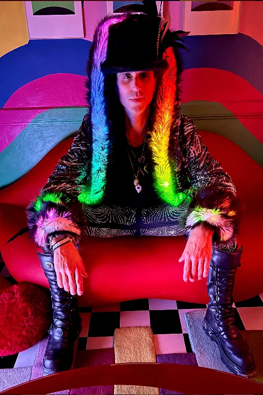 Men coats with a wind - resistant outer layer for blustery weather Men's LED Wizard Coat in "Black Galaxy"
