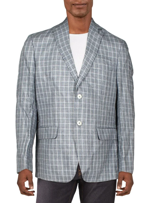 Men coats with a wind - resistant outer layer for blustery weather Mens Linen Plaid Sportcoat