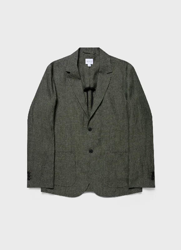 Men Blazers with Vintage - Inspired Patterns for a Classic Look​ Men's Linen Unstructured Blazer in Light Khaki