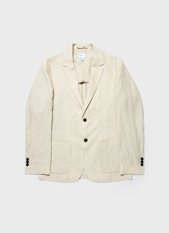 Men Blazers with Military - Style Patterns for a Tough Look​ Men's Linen Unstructured Blazer in Light Sand