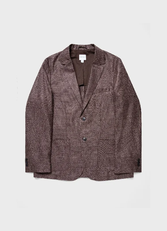Men Blazers with Abstract Art Prints for an Artistic Flair​ Men's Silk Linen Wool Blazer in Dark Sand