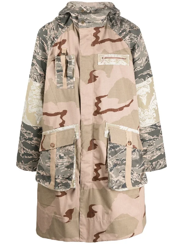 Stylish men coats with a double - breasted design for a formal look Multi-Panel Hooded Coat