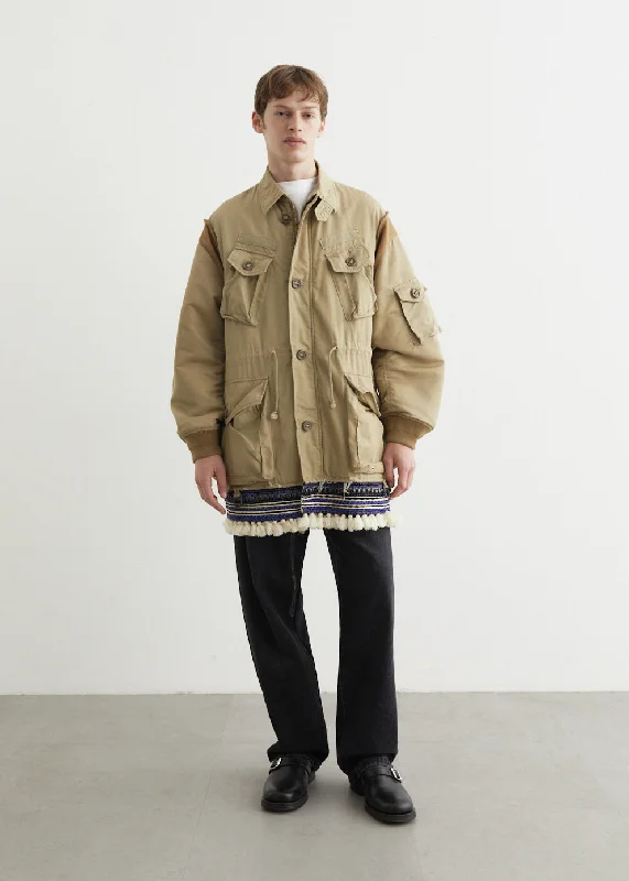 Long - line men coats reaching below the knee for maximum coverage Multi Pocket Coat