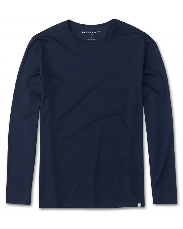 Men's eco - friendly recycled t - shirts for sustainable fashion choices Navy Long Sleeve T-Shirt