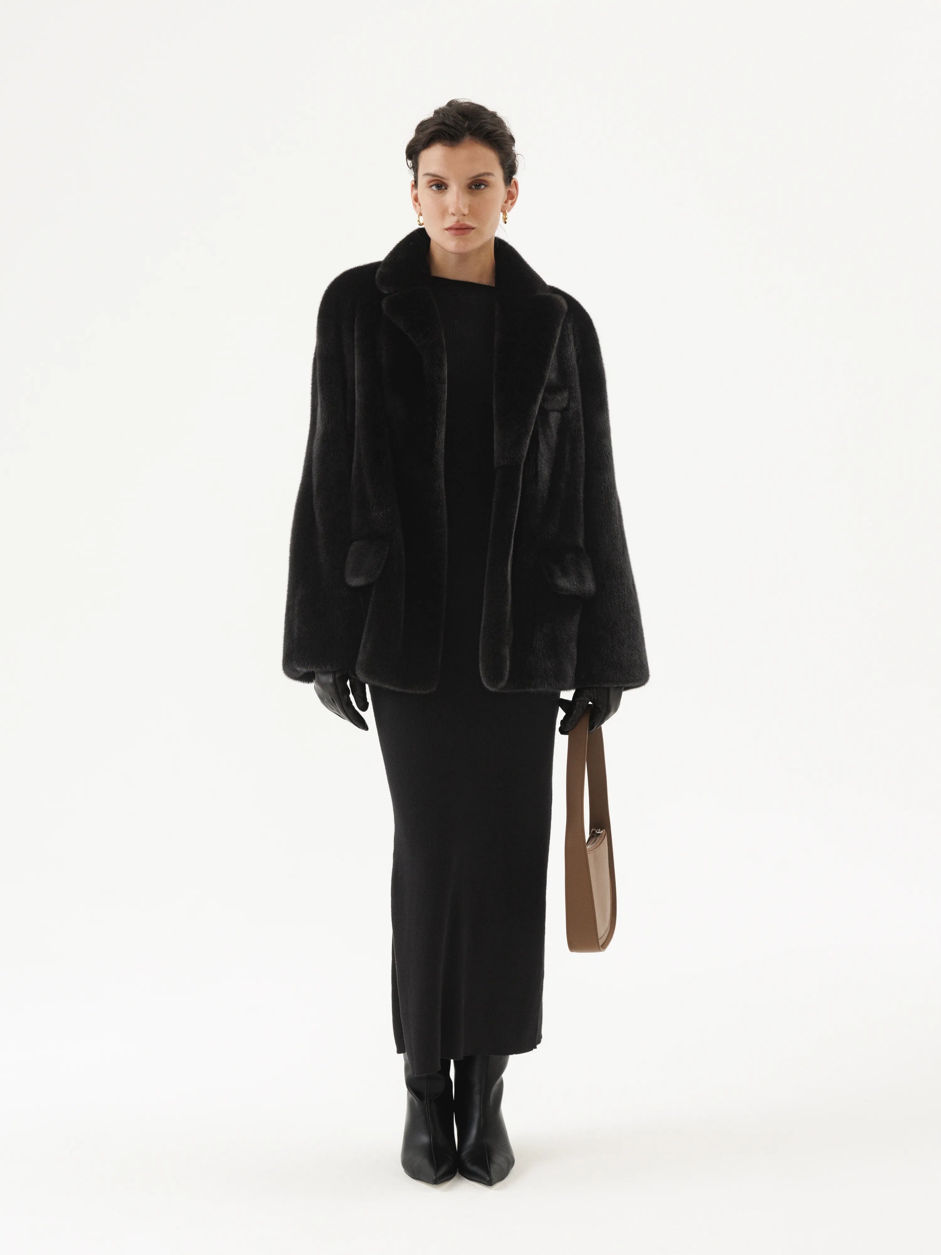 Men coats with a detachable faux - fur collar for a trendy and warm touch Mink fur coat in an incredible off-white shade with an English collar