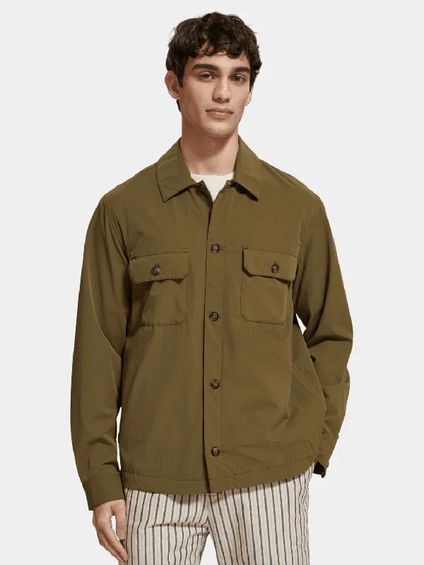 Men coats with multiple inner pockets for convenient storage of essentials Nylon blend overshirt