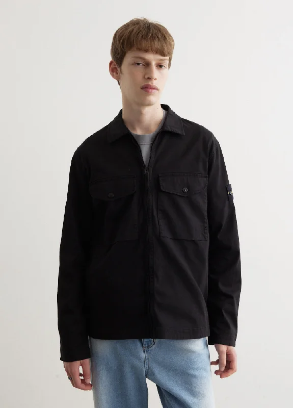 Men coats with a drawstring waist for a customizable fit Organic Satin Cotton Overshirt