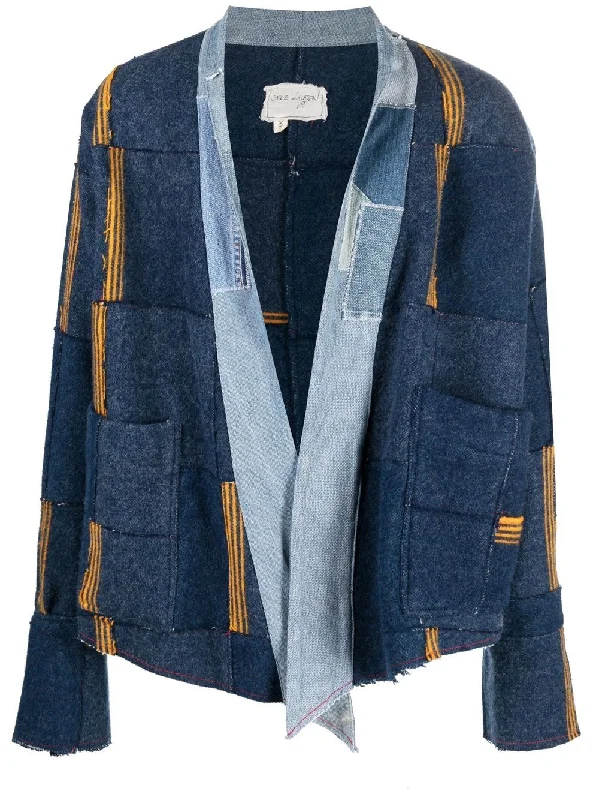 Men coats with a contrasting trim for a fashion - forward aesthetic Patchwork Short Coat