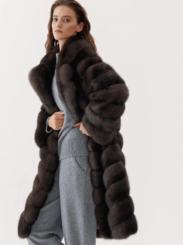 Men coats with a quick - drying feature for active lifestyles Zobel pelzmantel mit einteiligem Kragen im Farbton Dark Russo