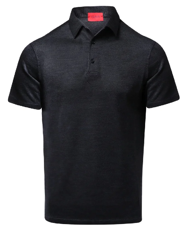 Men's formal - style silk blend polo shirts for special occasions Dark Grey Short Sleeve Polo