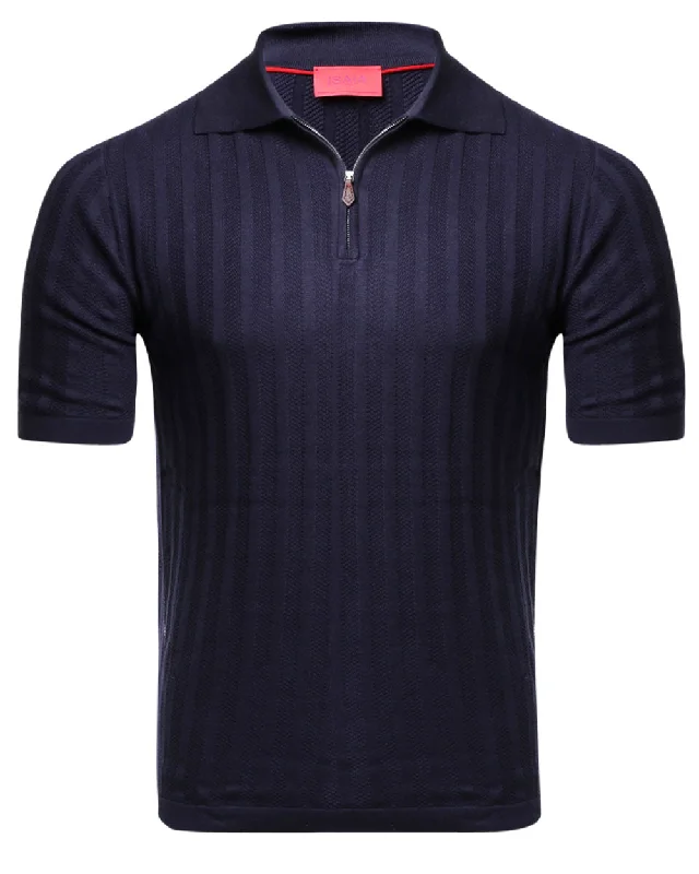 Men's plus size golf polo shirts in moisture wicking fabric Navy Blue Short Sleeve Polo