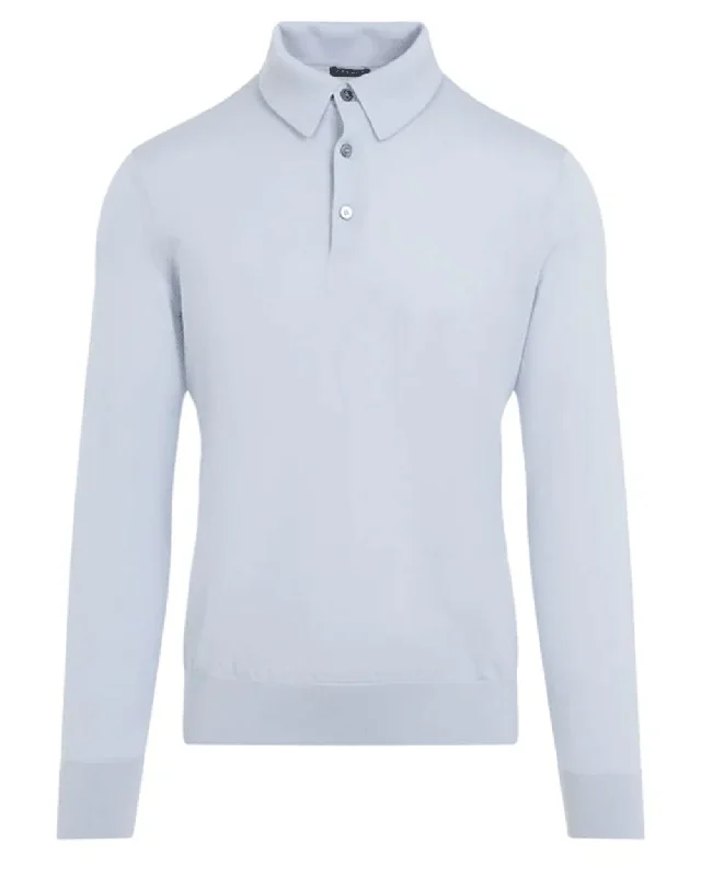 Men's formal - style silk blend polo shirts for special occasions Sky Blue Casheta Polo