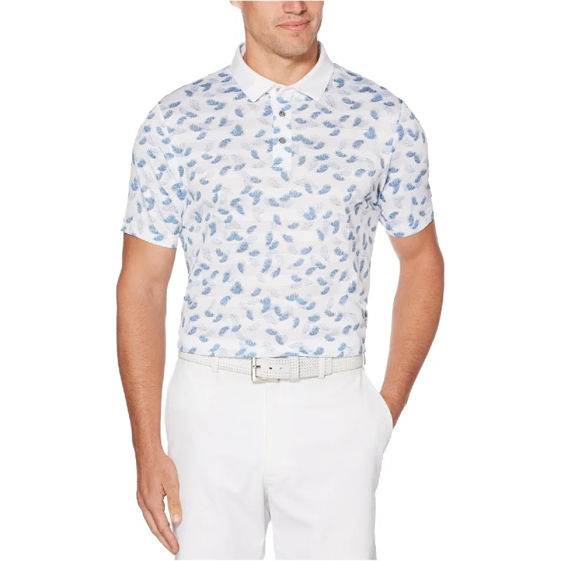 Men's button - down spread collar polo shirts for business casual PGA Tour Mens Tropical Rugby Polo Shirt, White, XX-Large
