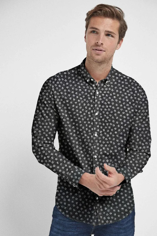 Men's slim fit short sleeve polo shirts with contrast collars Polo Republica Men's Dots Printed Casual Shirt