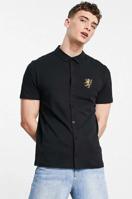 Men's lightweight performance polo shirts for tennis matches Polo Republica Men's Lion Embroidered Short Sleeves Casual Shirt