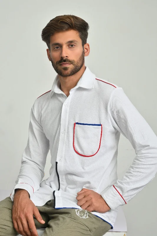 Men's long sleeve classic fit polo shirts with embroidered logos Polo Republica Men's Piping Style Pique Casual Shirt