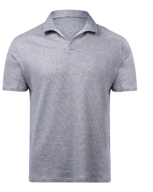 Men's high - collar polo shirts with a modern twist Waffle Knit Open Collar Polo