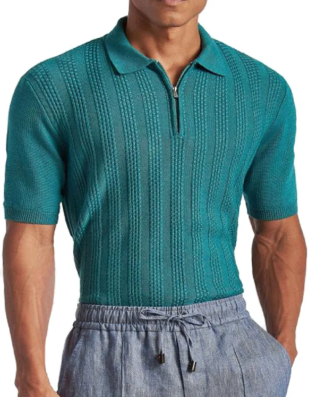 Men's breathable cotton blend polo shirts for summer outings Sage Green Knit Polo