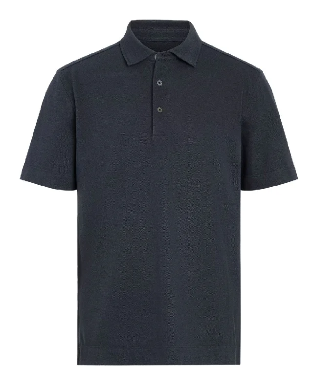 Men's antimicrobial polo shirts for odor - free daily wear Navy Three Button Polo
