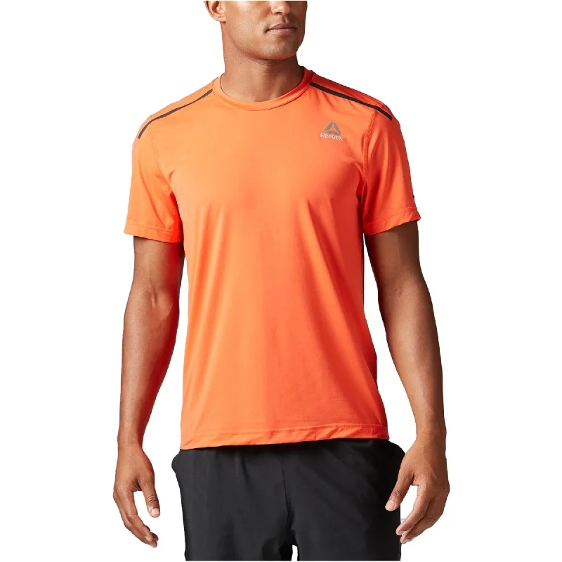 Men's v - neck muscle t - shirts for a body - building aesthetic Reebok Mens ACTIVCHILL Basic T-Shirt, Orange, Medium