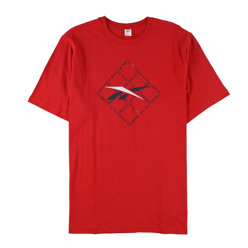 Men's button - front t - shirts with a unique artistic print Reebok Mens Grid Graphic T-Shirt, Red, Small