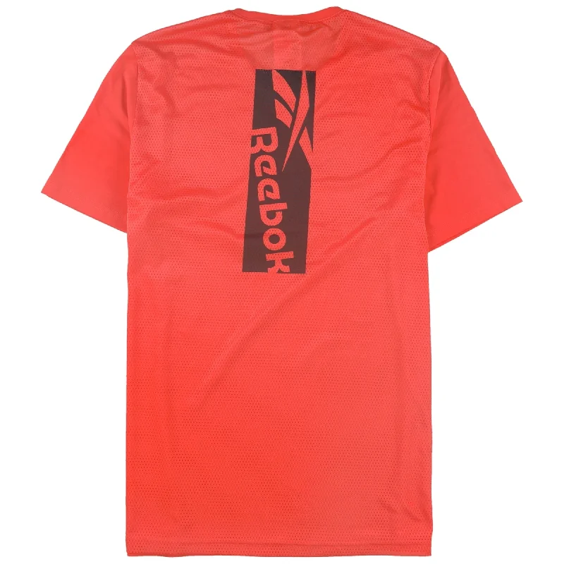 Men's ribbed t - shirts with a textured finish for added style Reebok Mens Mesh Back Graphic T-Shirt, Orange, Medium