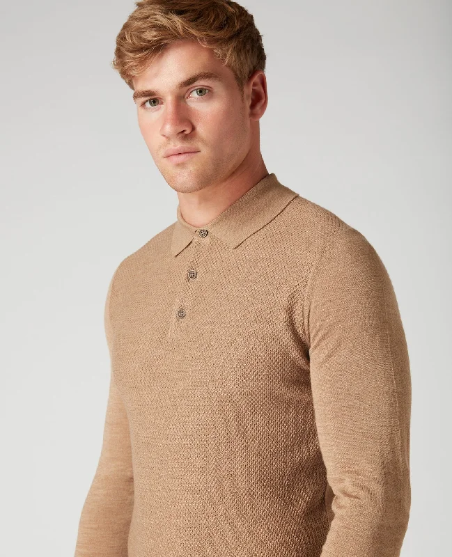 Men's antimicrobial polo shirts for odor - free daily wear Remus Uomo Long Sleeve Knitted Polo
