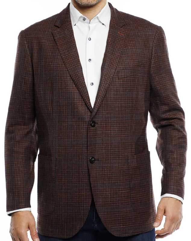Men coats with a hooded design for added protection against the elements Rust with Black Shark Tooth