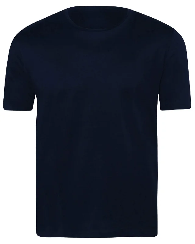 Men's printed Hawaiian t - shirts for tropical vacations Navy Giza Cotton Short Sleeve T-Shirt