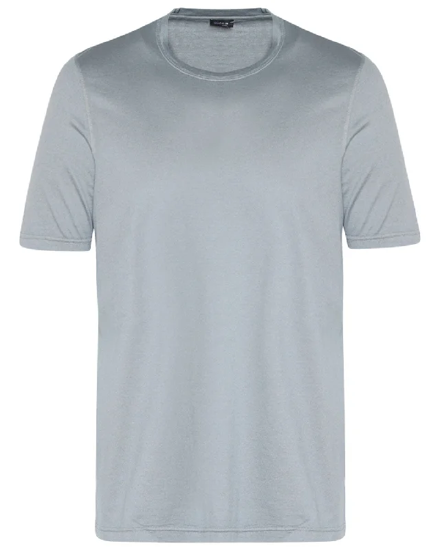 Men's slim - fit graphic t - shirts with vintage rock band prints Medium Grey Blue Cotton Blend Short Sleeve T-Shirt