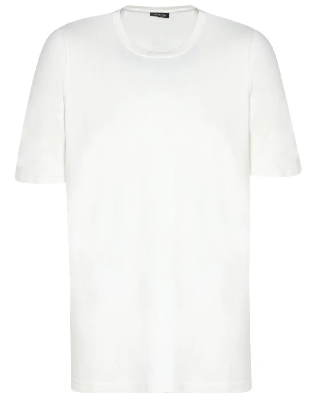 Men's eco - friendly recycled t - shirts for sustainable fashion choices Off White Cotton Blend Short Sleeve T-Shirt
