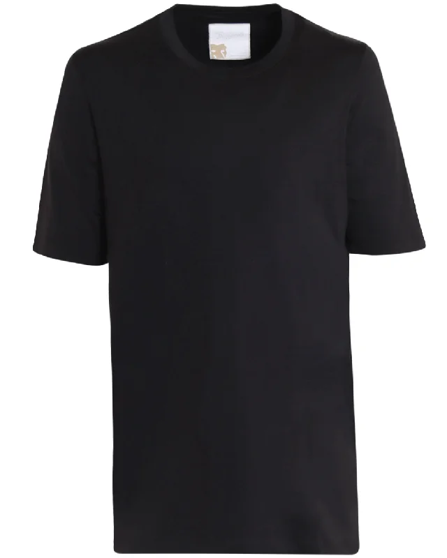 Men's mock - neck t - shirts with a modern and sleek style Navy Silk Blend Short Sleeve T-Shirt
