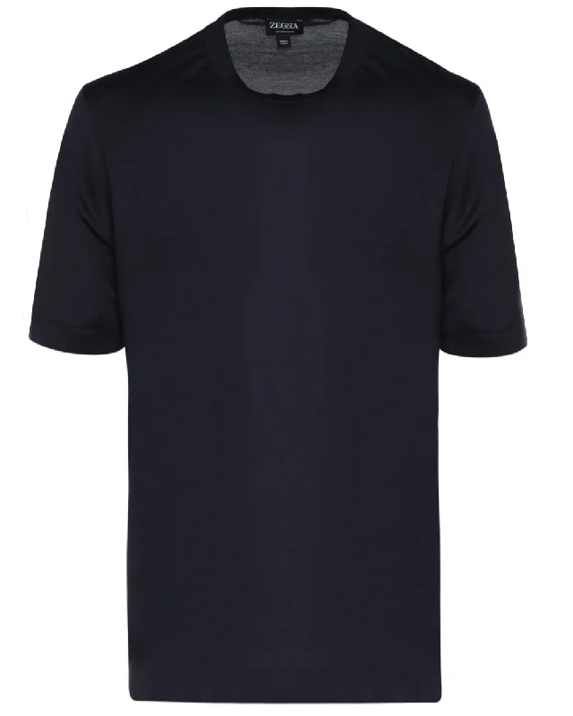 Men's long - sleeve henley t - shirts with button - down plackets Navy Blue Leggerissimo Short Sleeve T-Shirt