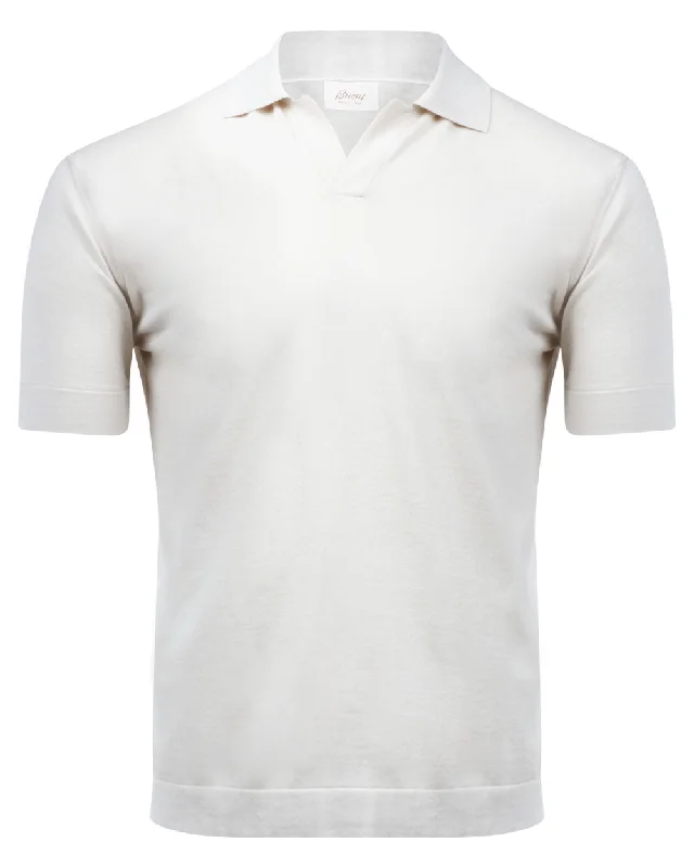 Men's vintage - inspired retro polo shirts with unique patterns Ivory Polo